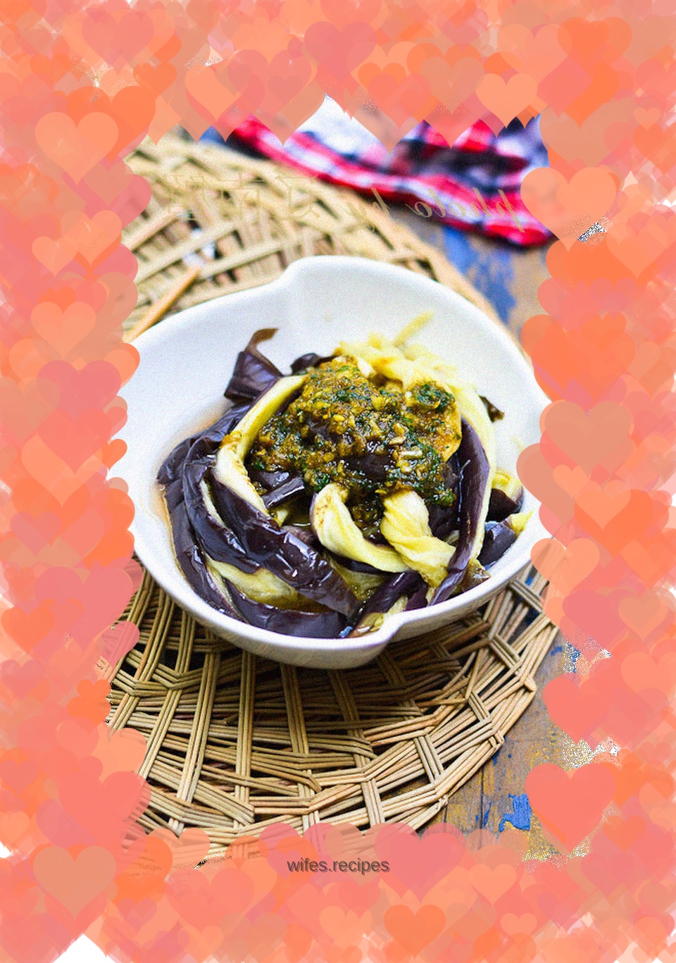 Eggplant with basil and garlic paste