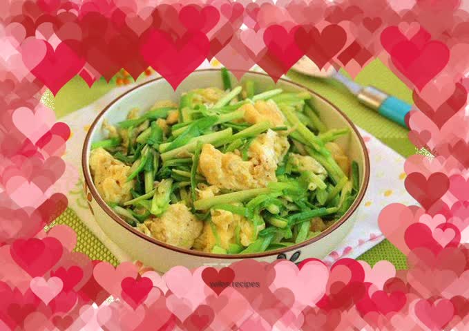 Fried eggs with garlic sprouts