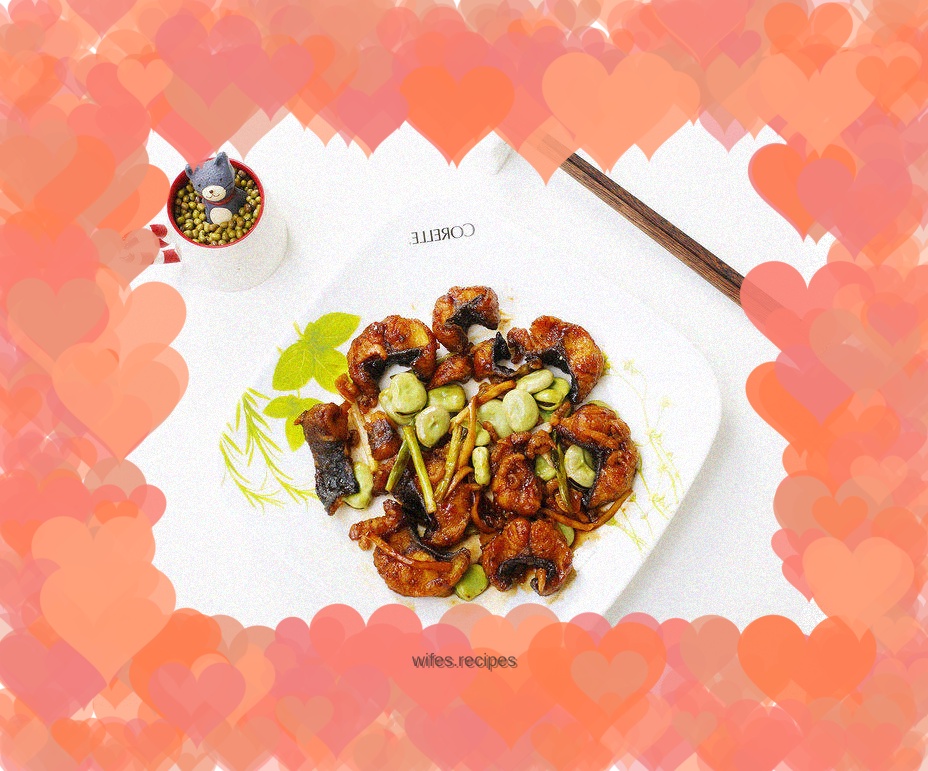 Stir-fried broad beans with burnt fish segments and dried dried shrimps