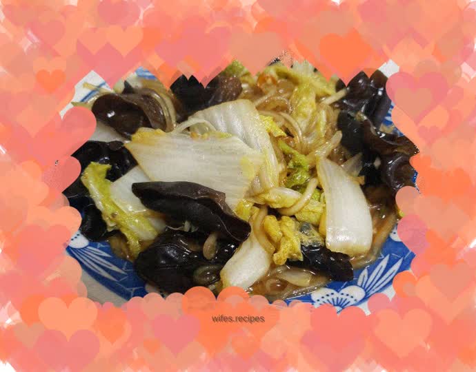 Braised vermicelli with cabbage and fungus