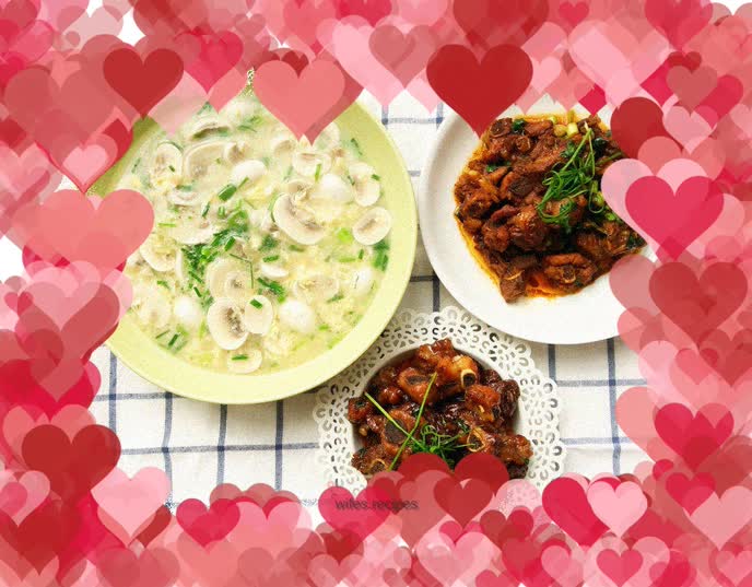 One rib and three dishes