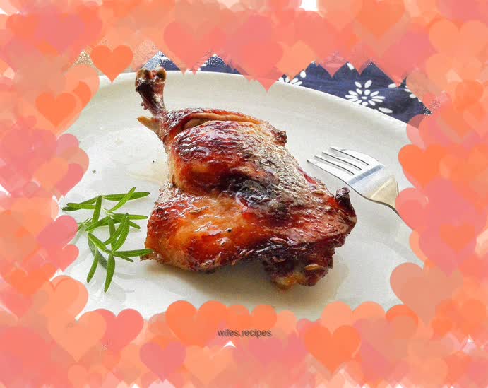 Roast duck legs with honey sauce