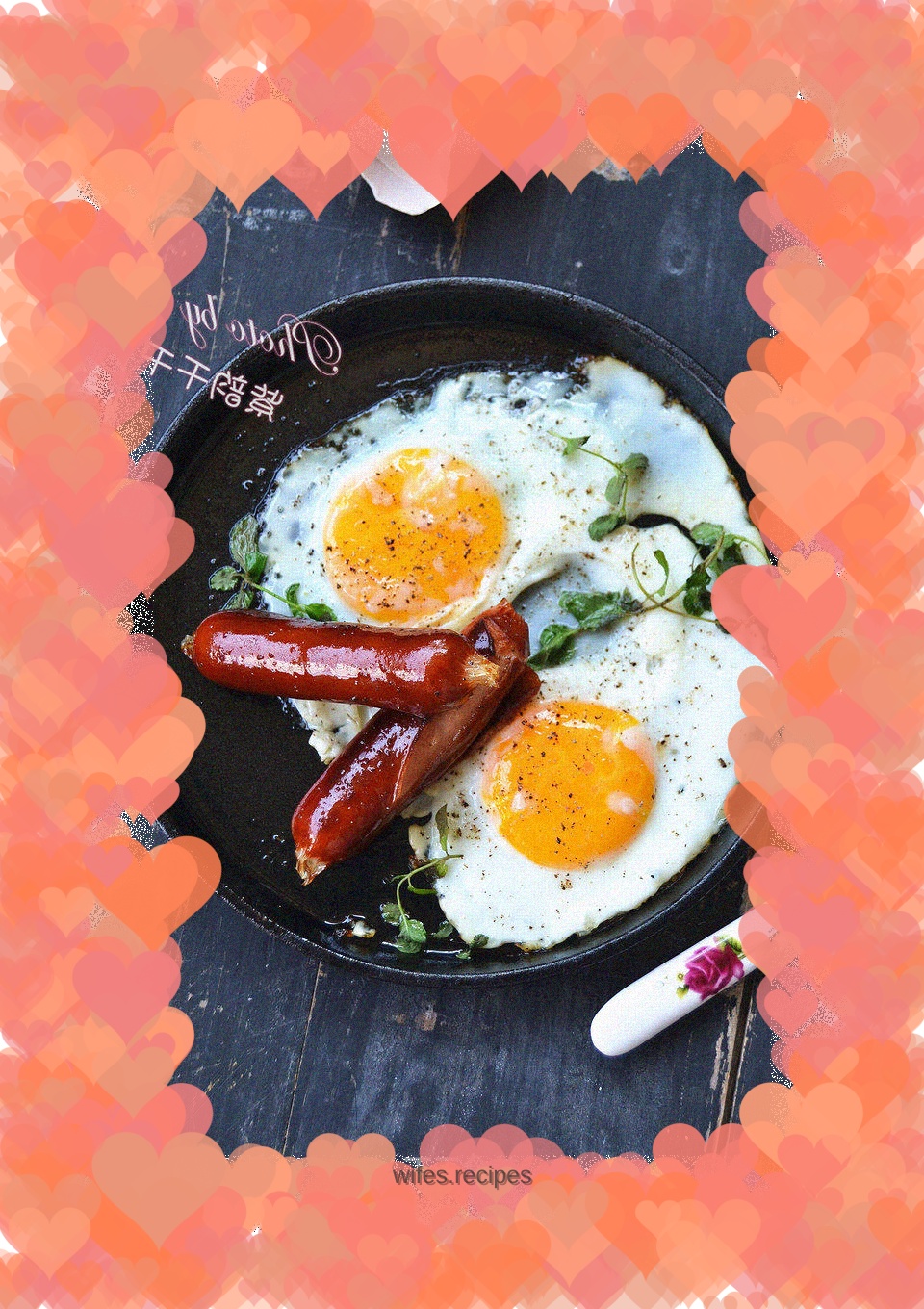 Sizzling black pepper sausage and egg