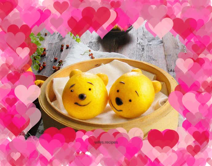 【Jiangsu】Make steamed buns cute - Pooh bean paste steamed buns