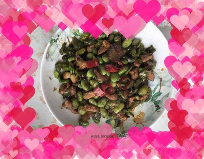 Fried pork with edamame