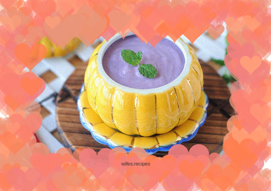 Honey pear and purple sweet potato soup