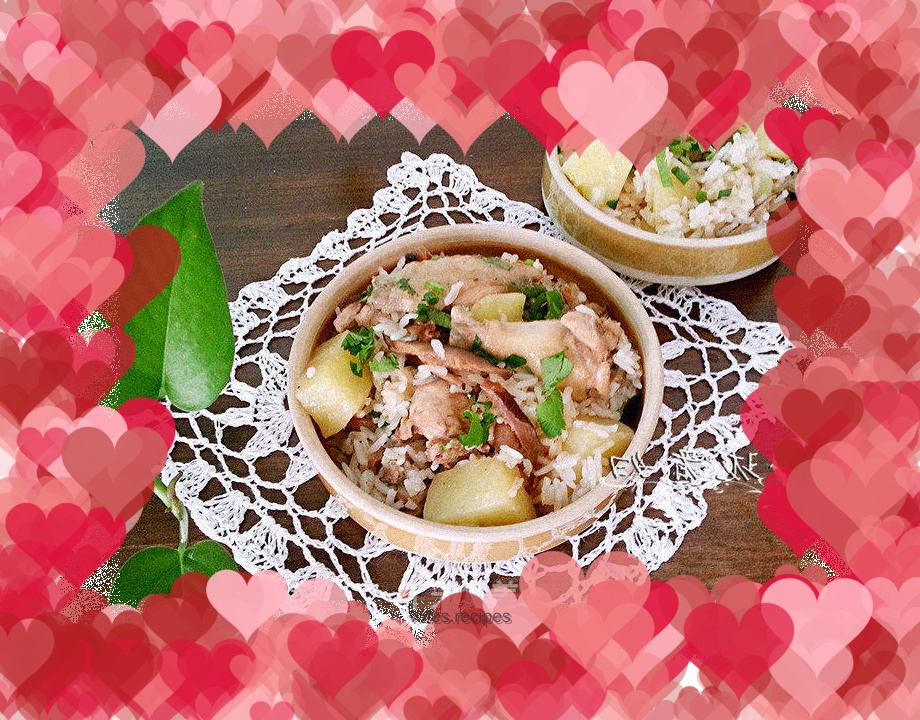 Rice cooker version--potato braised chicken rice