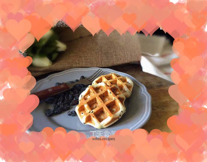 Black sesame waffles