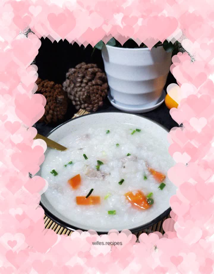 Yam, carrot and lean meat porridge