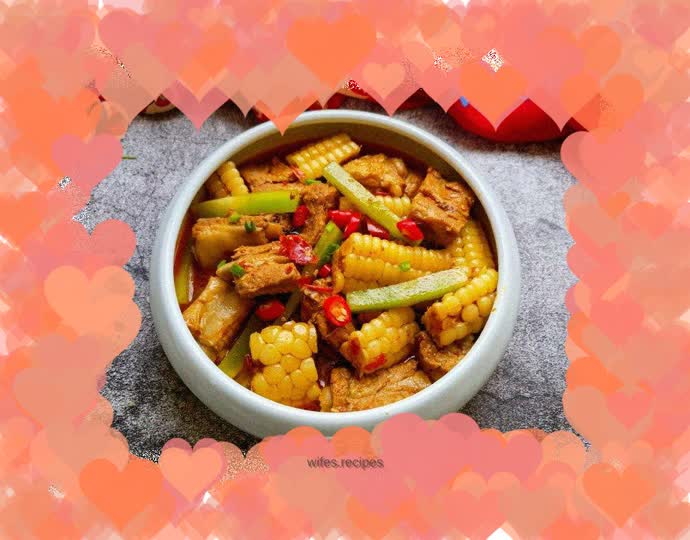 Braised pork ribs with waxy corn and lettuce