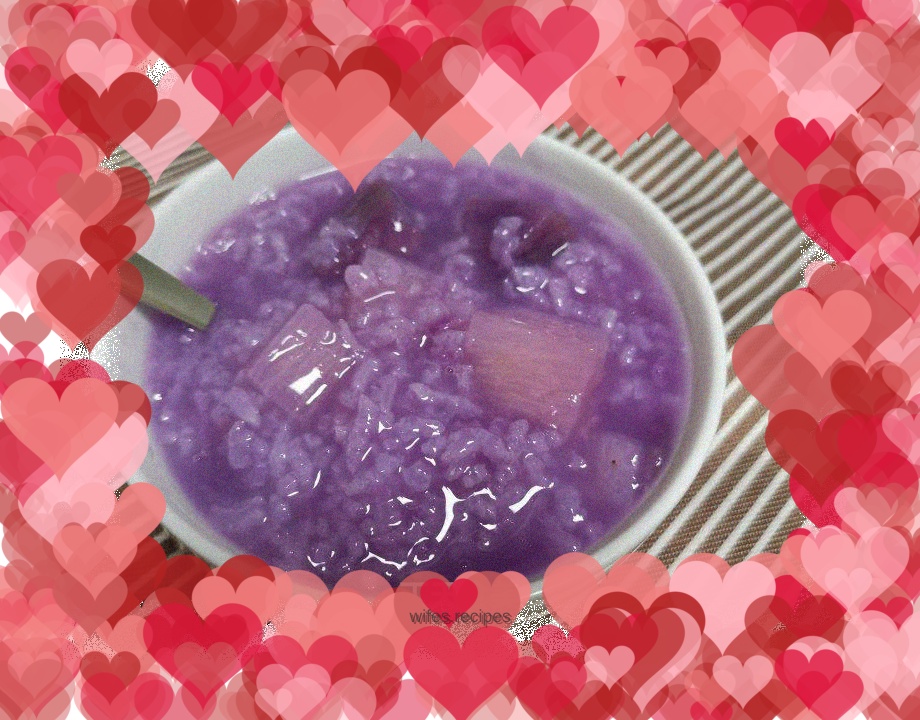Purple sweet potato and yam porridge