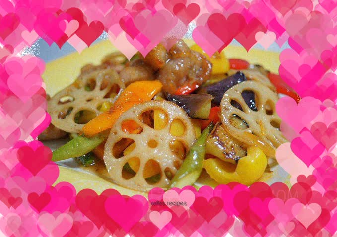 Chicken nuggets with orange and assorted vegetables