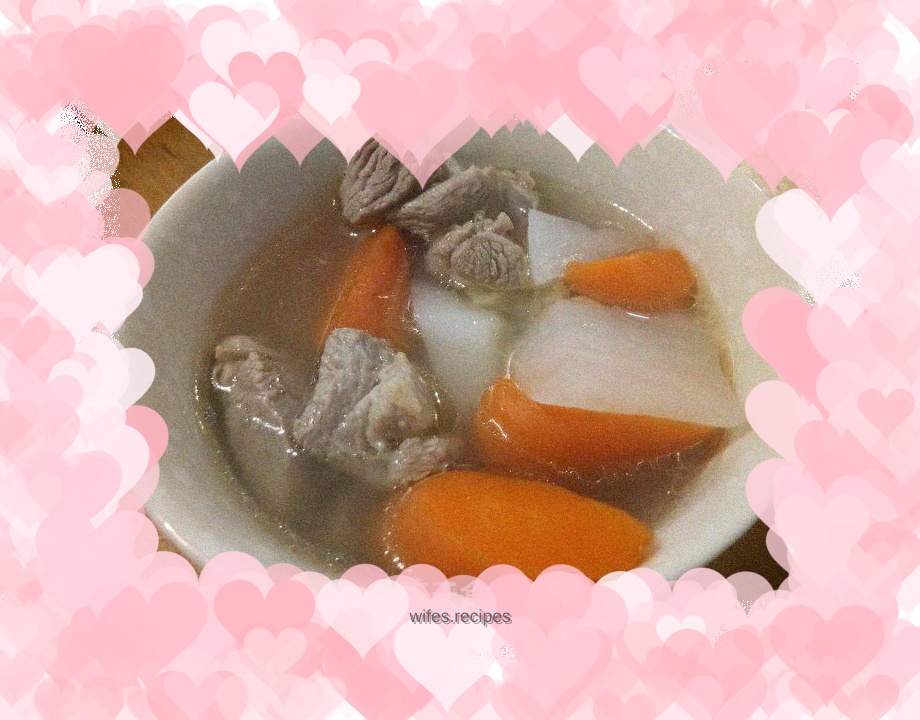 Radish and mutton soup