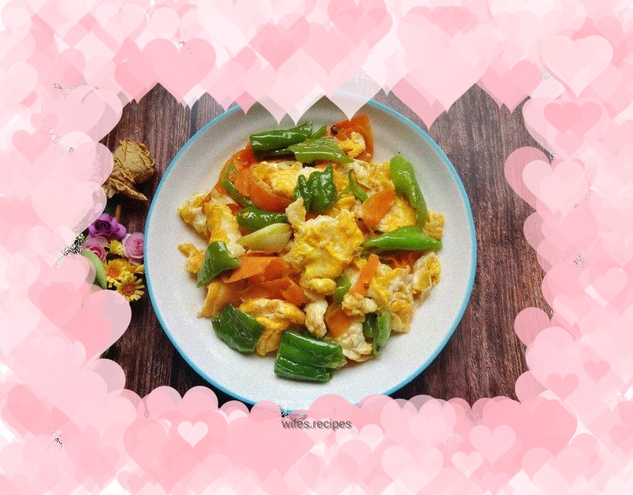 Scrambled Eggs with Carrots, Spicy Peppers