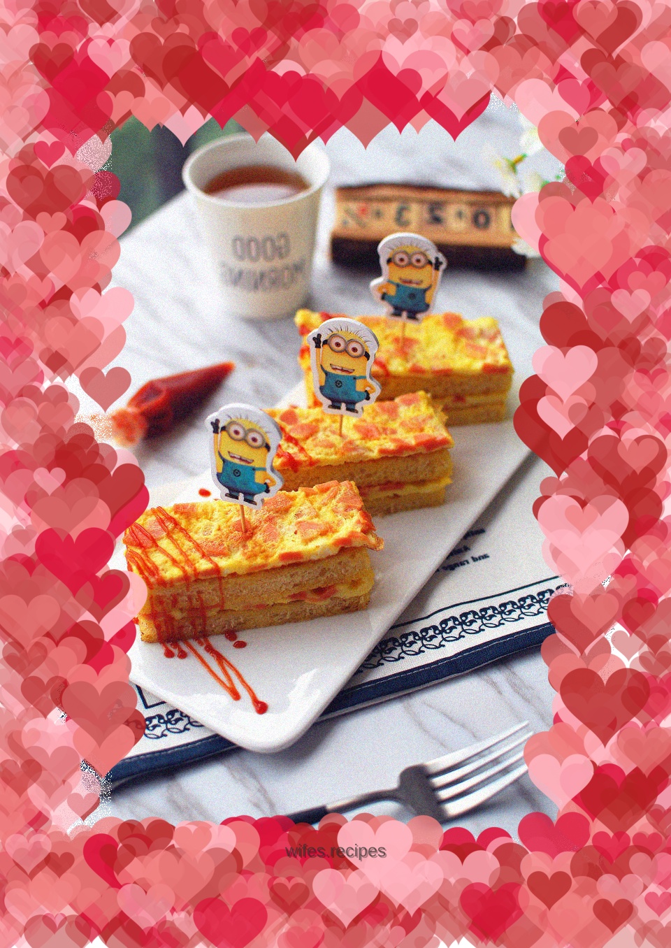 Simple breakfast, ham and egg sandwich