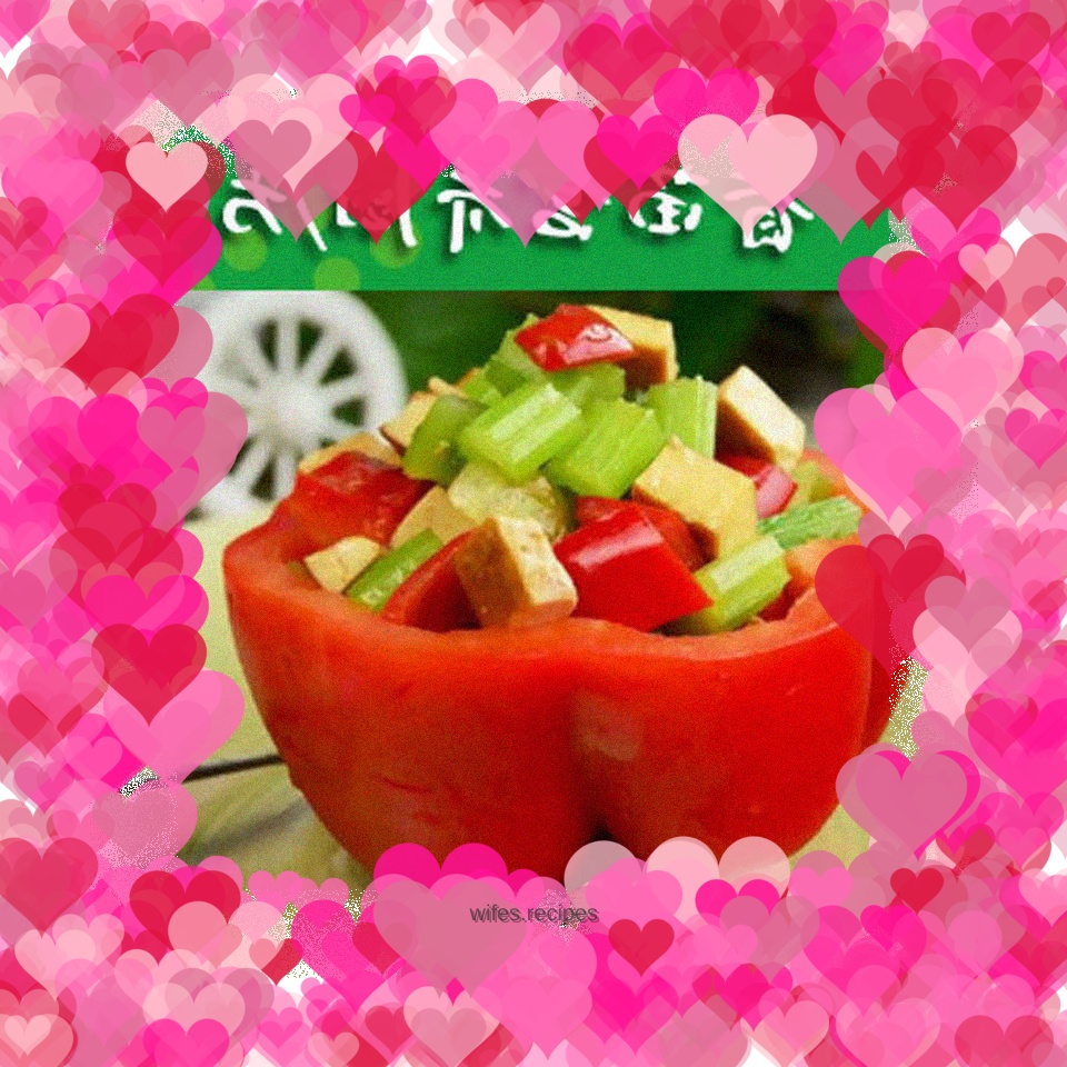 Stir-fried dried tofu with bell pepper and celery