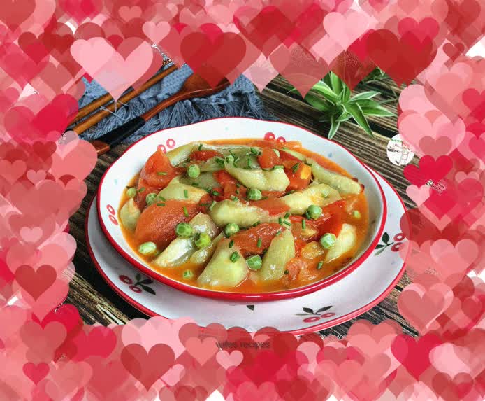 Stir-fried loofah with tomatoes