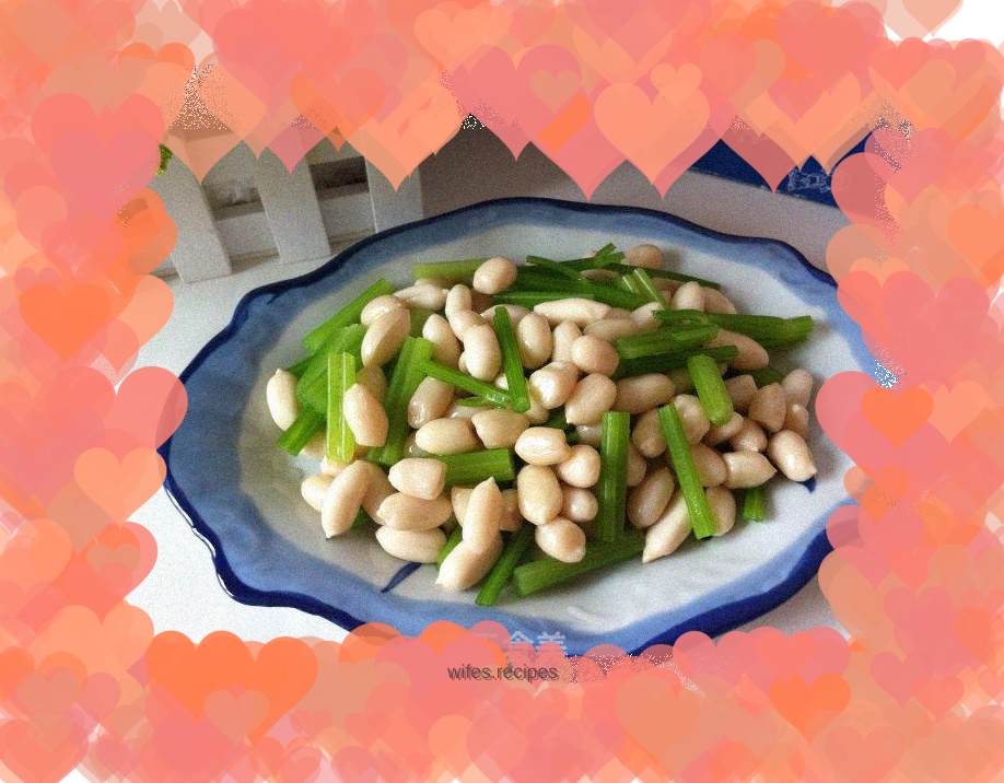Cold celery and peanuts