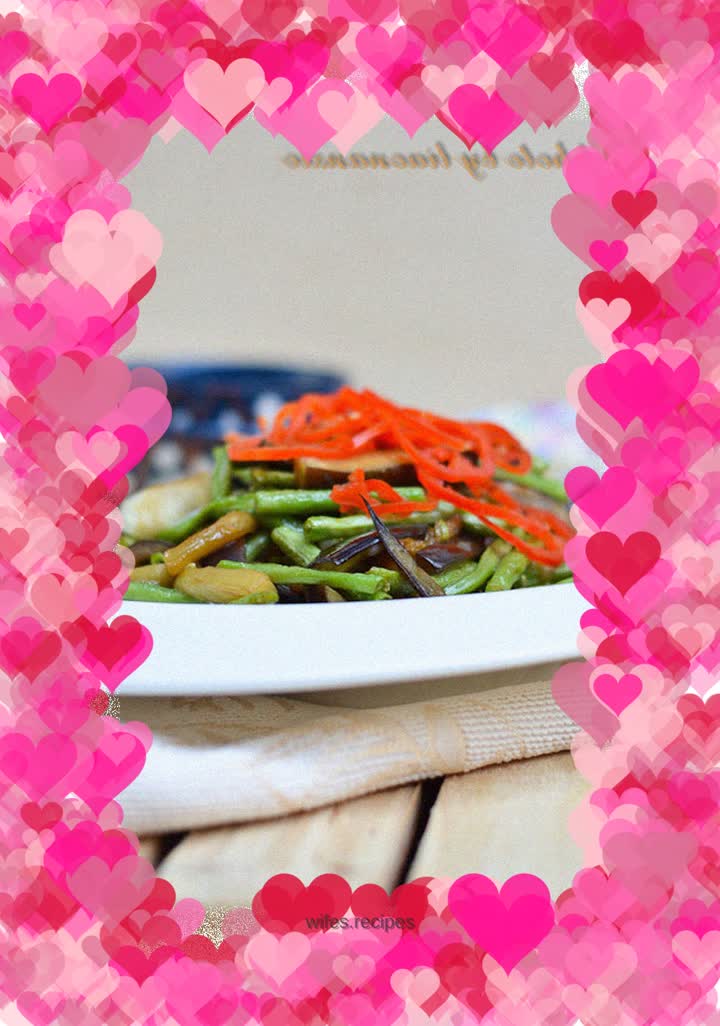 Stir-fried eggplant and beans