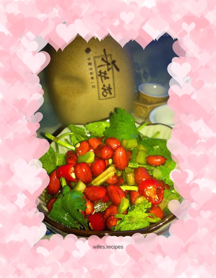 Coriander mixed with peanuts