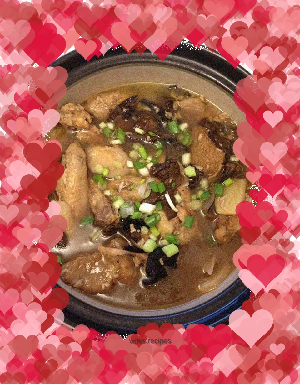 Sautéed yam and chicken wing soup