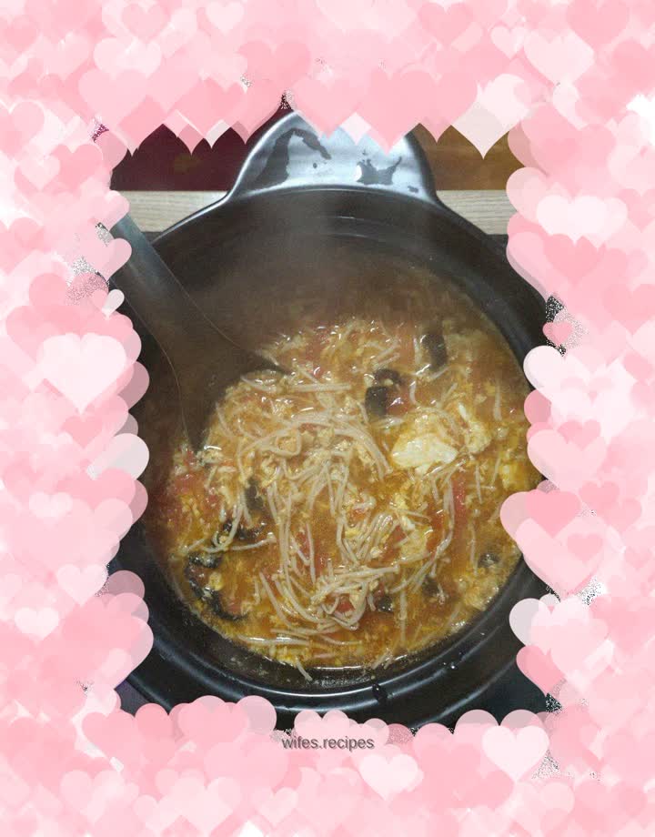 Tomato Enoki Mushroom Fungus Egg Drop Soup