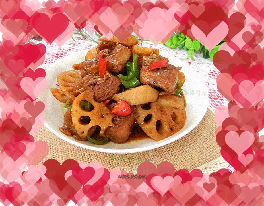 Roasted duck cubes with lotus root