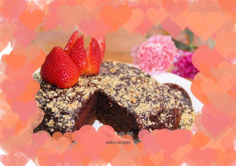 Chocolate sauce on top