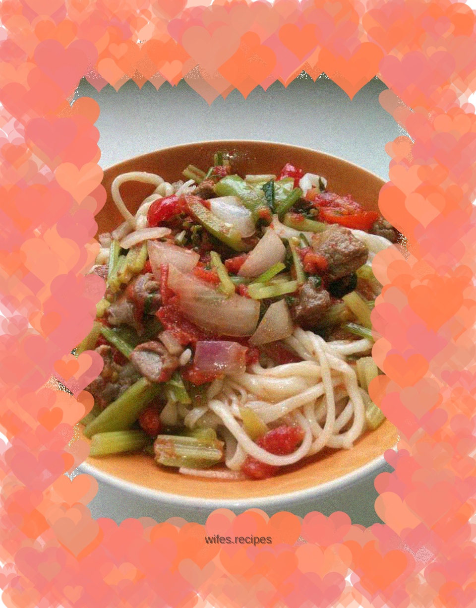 Noodles with pulled strips