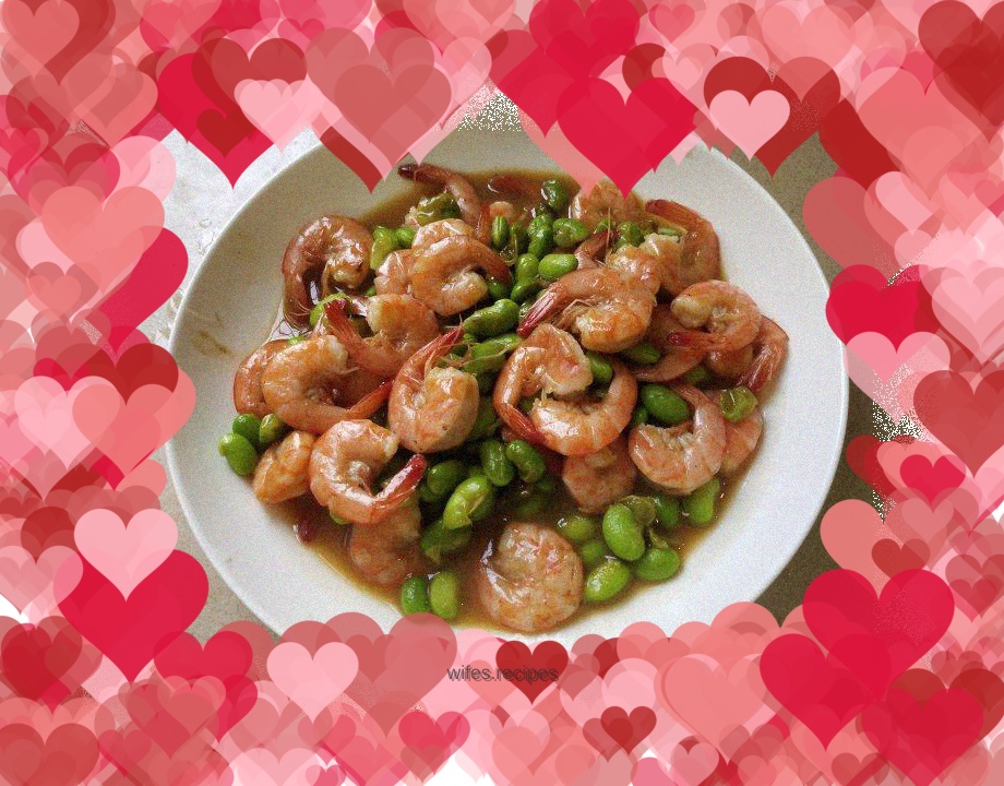 Shrimp and braised edamame