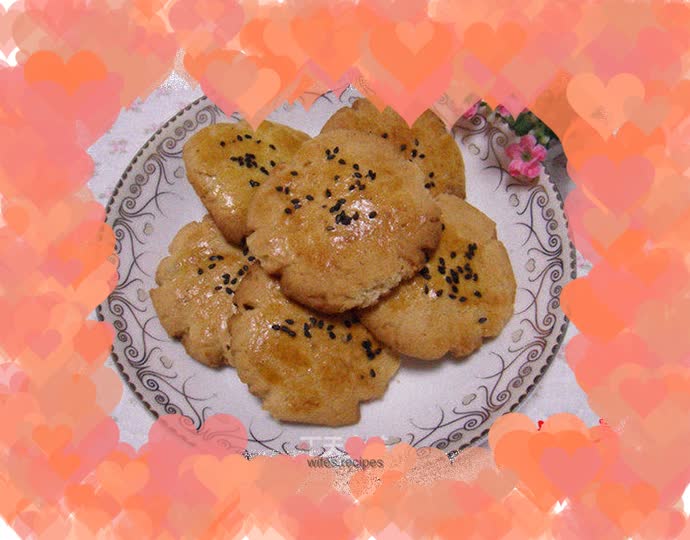 Black sesame peach cake