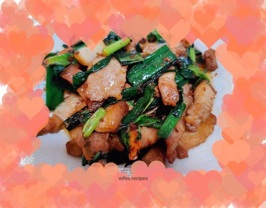 Pork belly with garlic sprouts