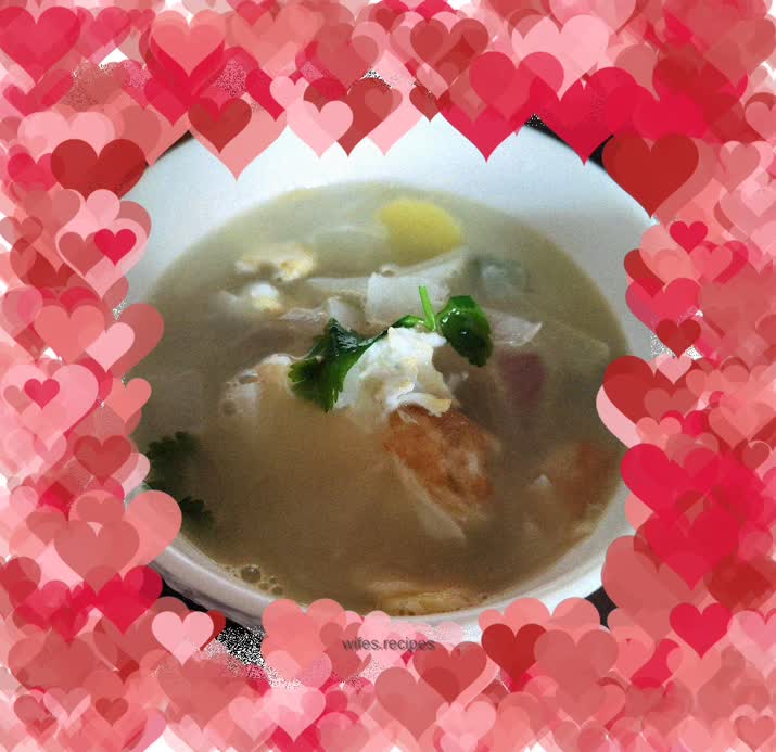 Radish omelette soup