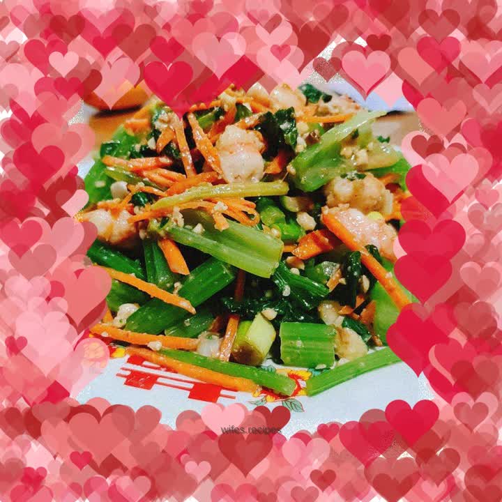 Shrimp balls mixed with celery