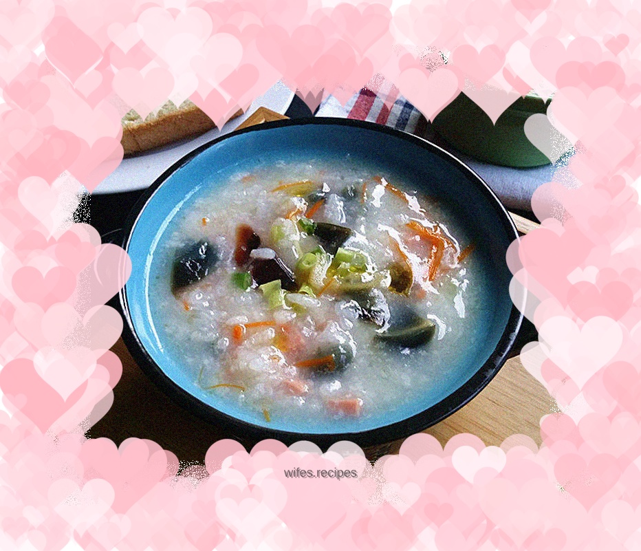 Preserved Egg, Ham and Vegetable Porridge