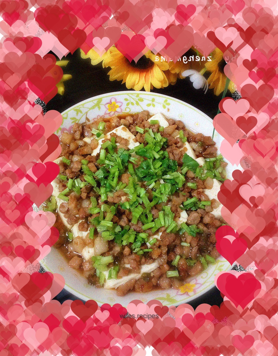 Steamed tofu with minced meat