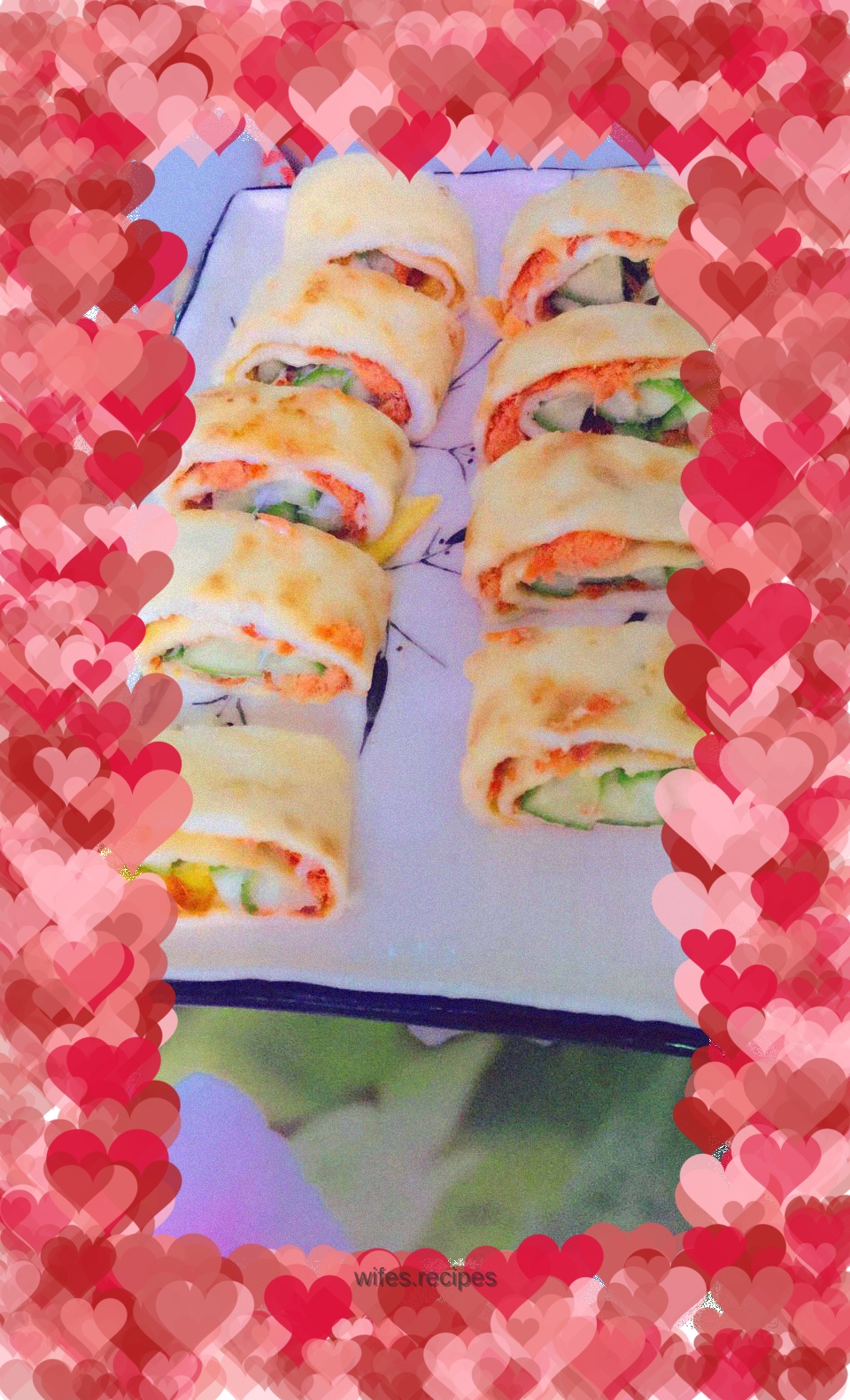 Meat floss and egg rolls