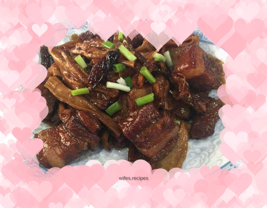 Dried bean curd bamboo shoots and roasted pork
