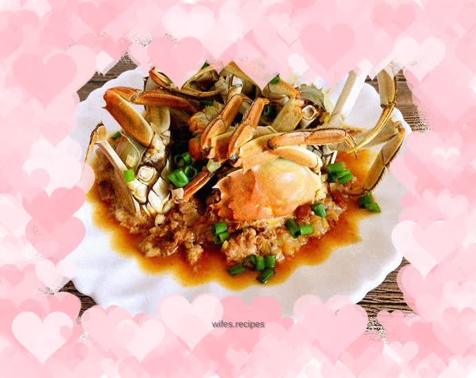 Steamed hairy crabs with minced meat (rice cooker version)