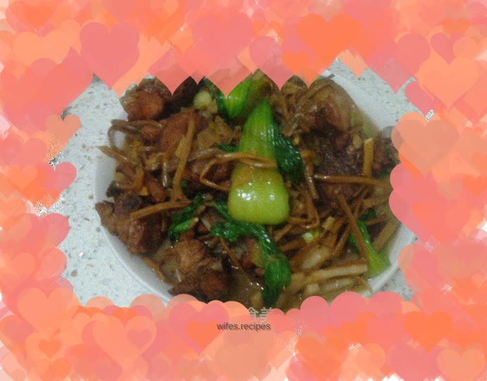 Braised Pork Ribs with Sweet Potato Stems