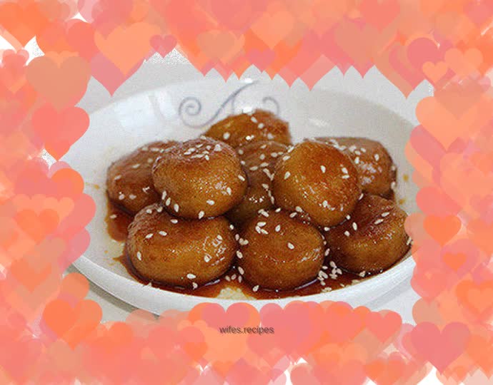 Glutinous rice cake with sugar and oil