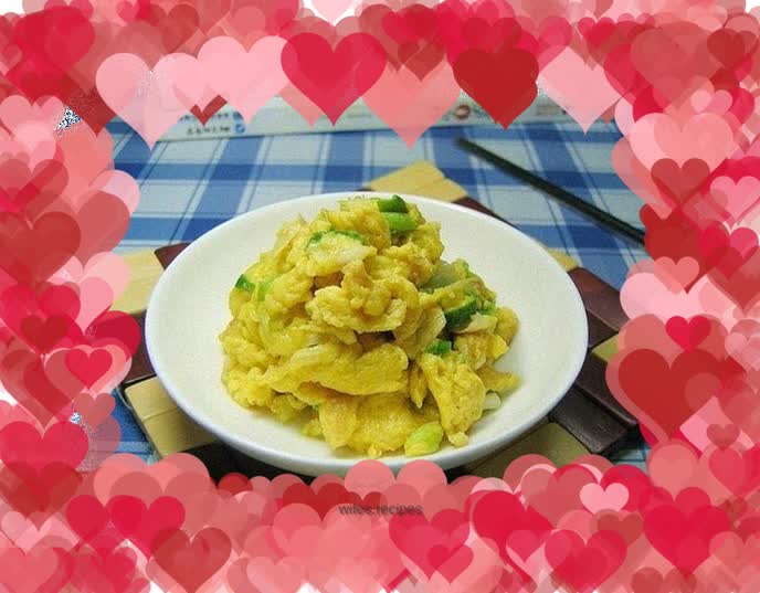 Fried eggs with garlic sprouts