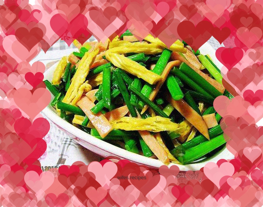 Stir-fried yuba with leek and moss