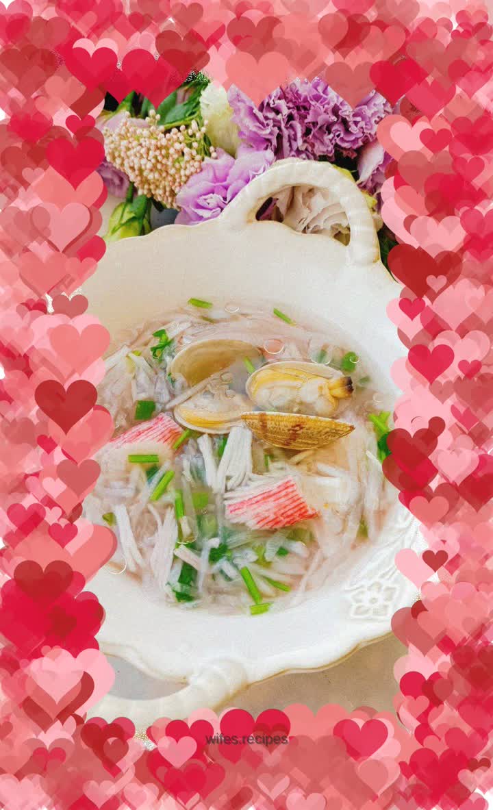 Crab stick and radish soup - the taste of spring