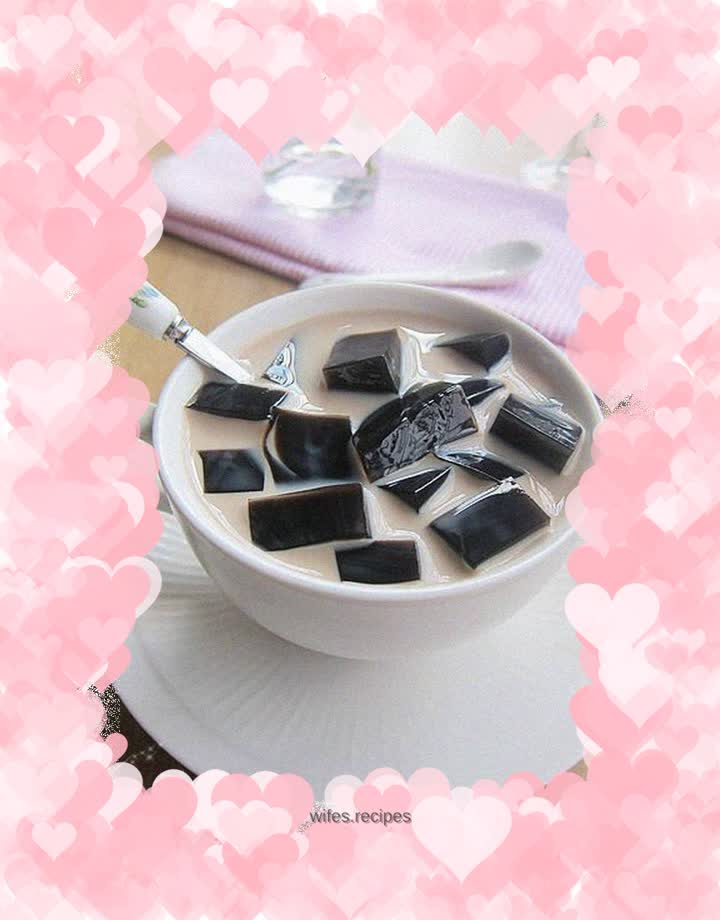 Grass jelly jelly milk tea