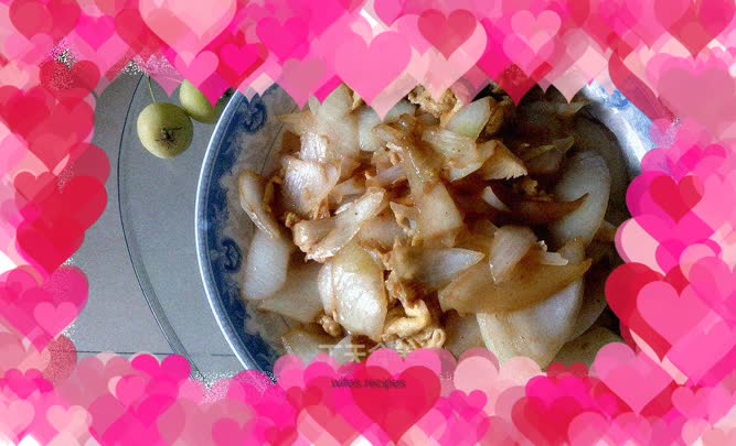 Fried eggs and onions