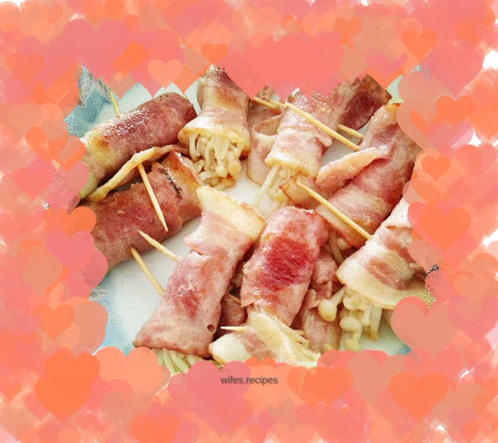 Enoki mushroom bacon rolls with simple ingredients