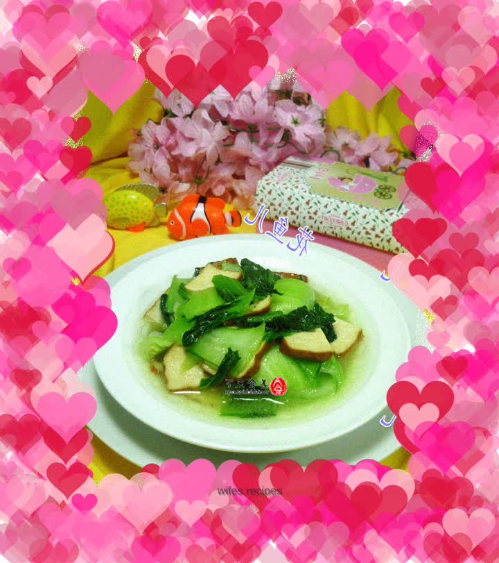 Stir-fried green vegetables with fragrant dried vegetables