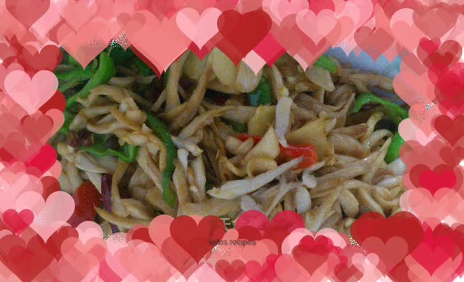 Stir-fried shredded king oyster mushroom