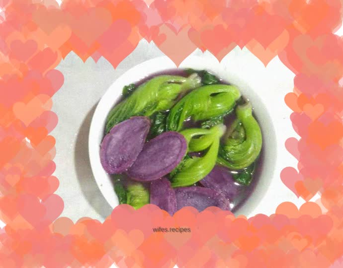 Purple sweet potato and mustard soup